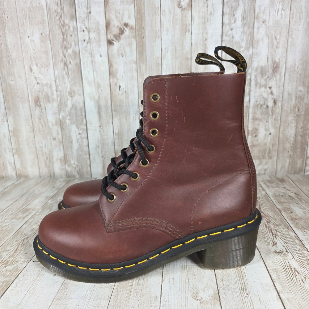 Dr. Martens Sienna Heeled Leather Ankle Boots Women's Size 6 Brown - Picture 2 of 8